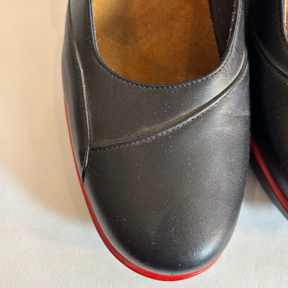 NAOT Sz 7 Wedges Mary Jane Shoes With Red Accent and Trim Hook & Eye Closure - Picture 4 of 14